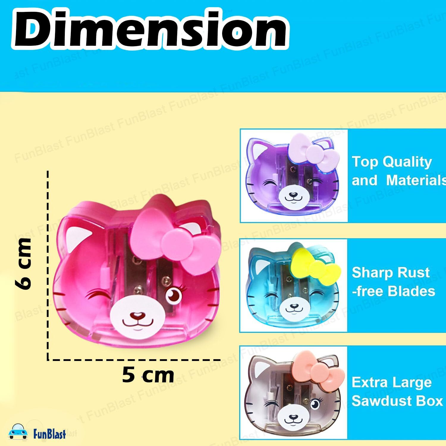 Funblast Sharpener For Kids - Sharpener For Pencil Sharpener For Kids Stylish, Stationary Set For Kids, Stationary Items  Best Birthday Return Gifts (Pack Of 4 Assorted Color)