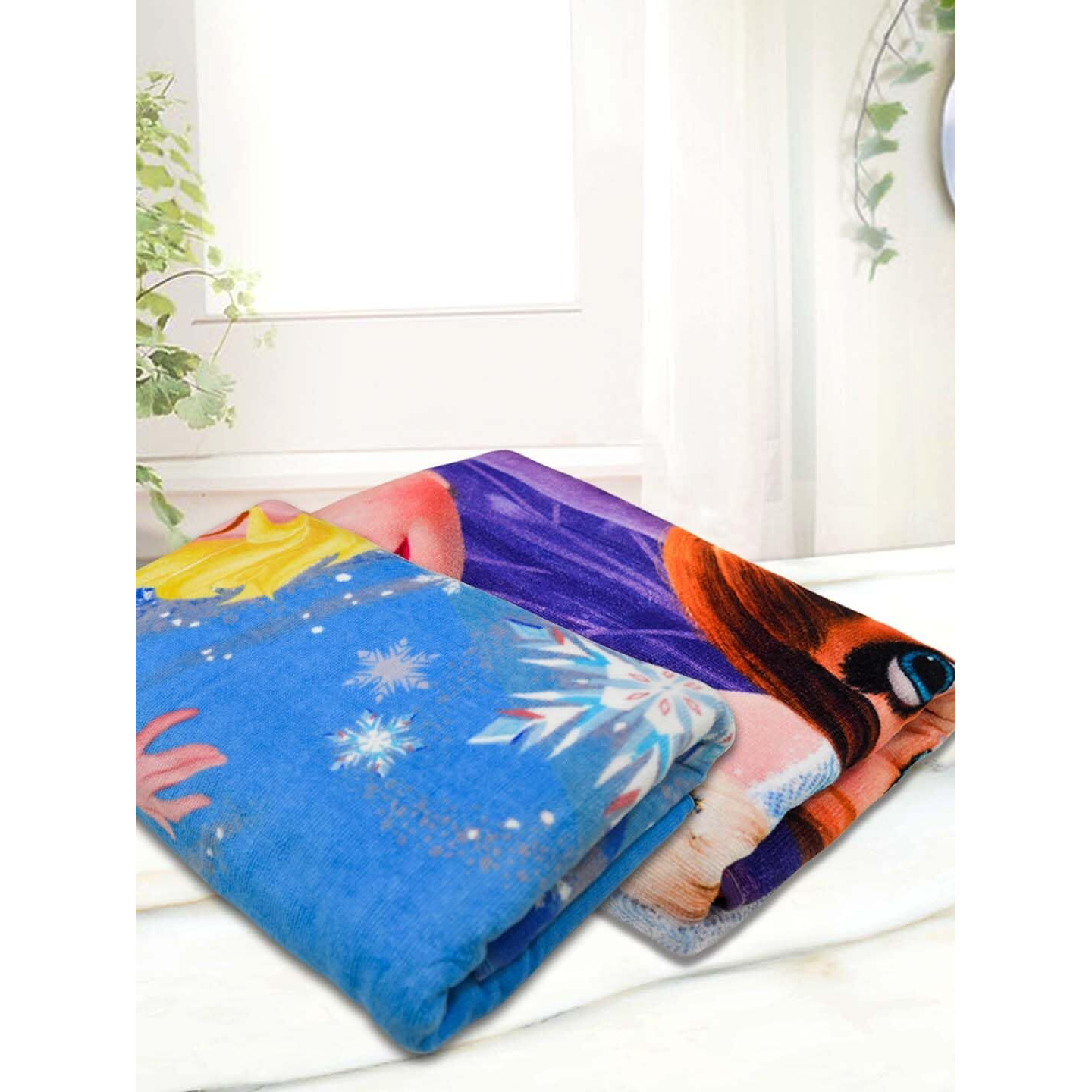 Athom Living Disney Frozen Sister's Themed Kids Bath Towel, 60X120Cm, 350 Gsm, Soft & Absorbent, Multi-Color, Perfect For Boys And Girls, Fun & Vibrant Design, Package Of 2