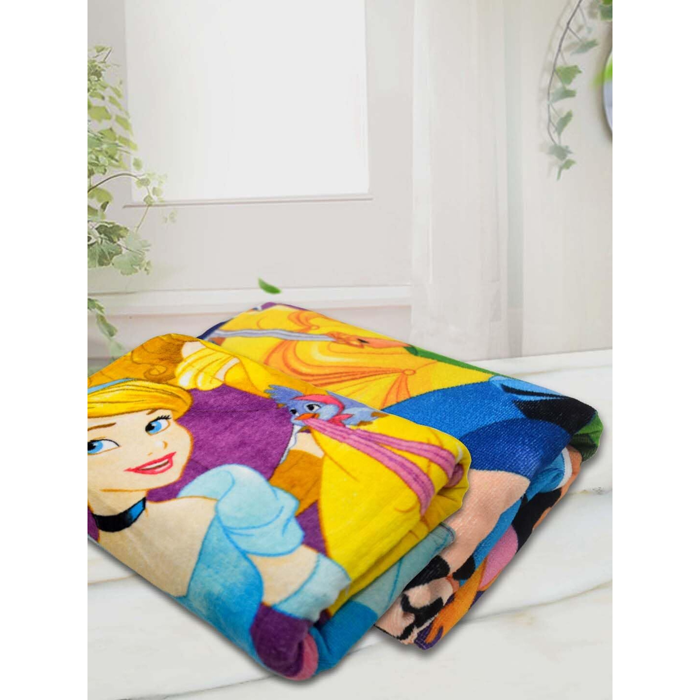 Athom Living Disney Princess Themed Kids Bath Towel, 60X120Cm, 350 Gsm, Soft & Absorbent, Multi-Color, Perfect For Boys And Girls, Fun & Vibrant Design, Pack Of 2