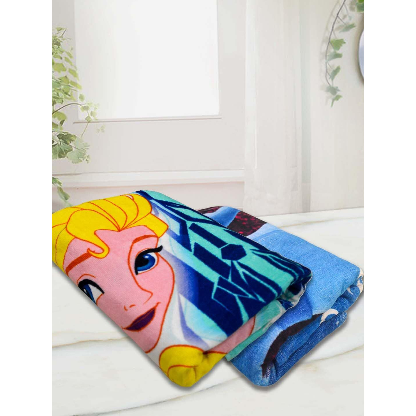 Athom Living Disney Frozen Sister's Themed Kids Bath Towel, 60X120Cm, 350 Gsm, Soft & Absorbent, Multi-Color, Perfect For Boys And Girls, Fun & Vibrant Design, Pack Of 2