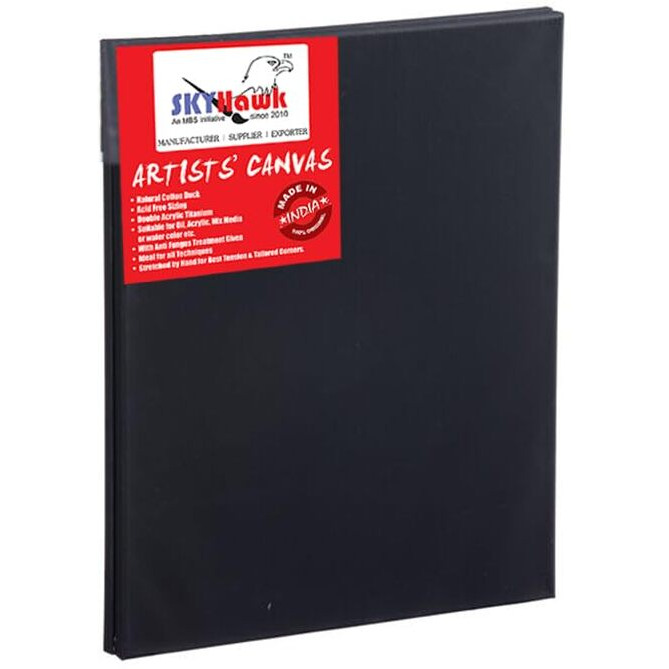 Skyhawk Black 14" X 14" Cotton Medium Grain Pre Stretched Canvas