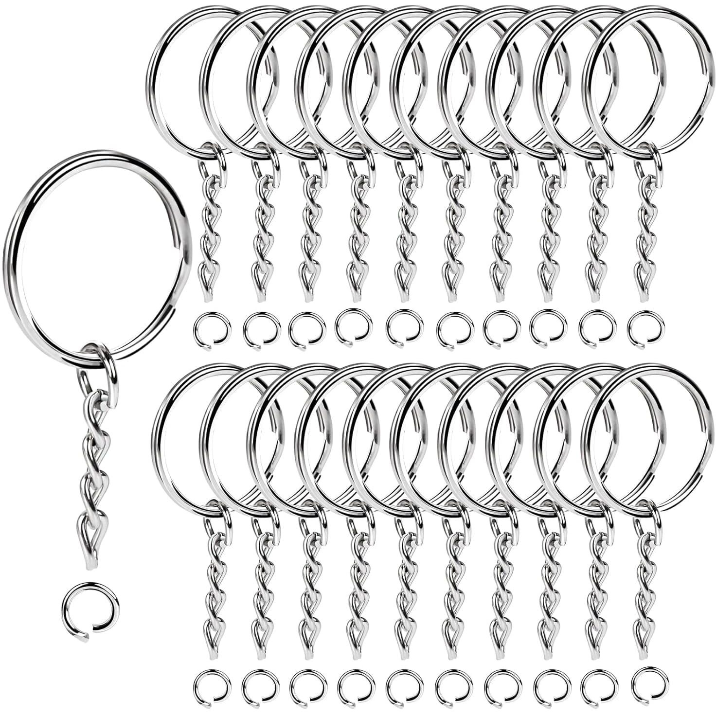 Amigozz 25Mm Open Jump Ring Connector Key Case (Silver) Used For Organize Your Keys, Purse Making Paracord Keychains And Also Used For Diy Crafts (20)