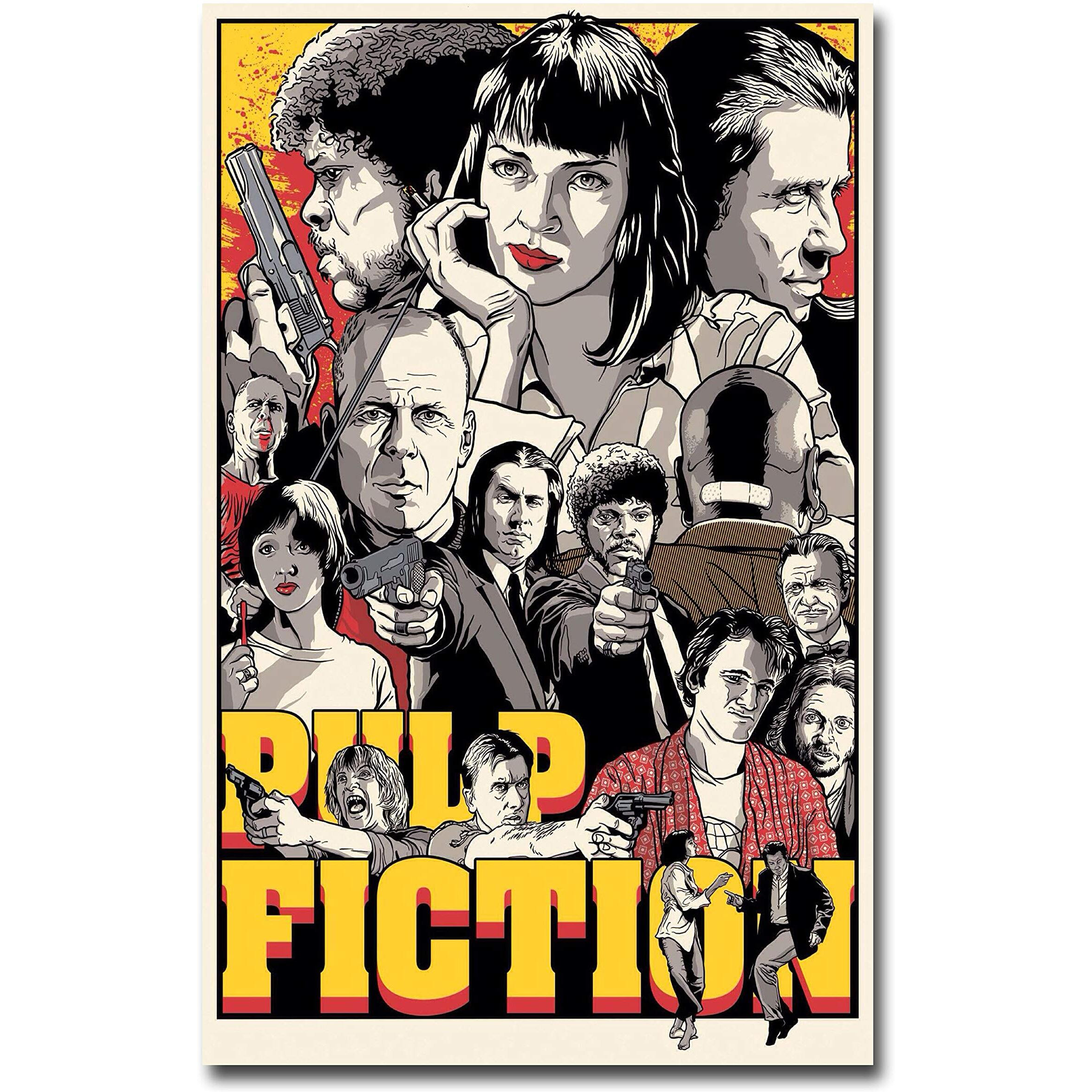 Pixelartz Wall Poster Pulp Fiction Movie Characters Art Wall Poster Multi-Color 12 X 18(633)