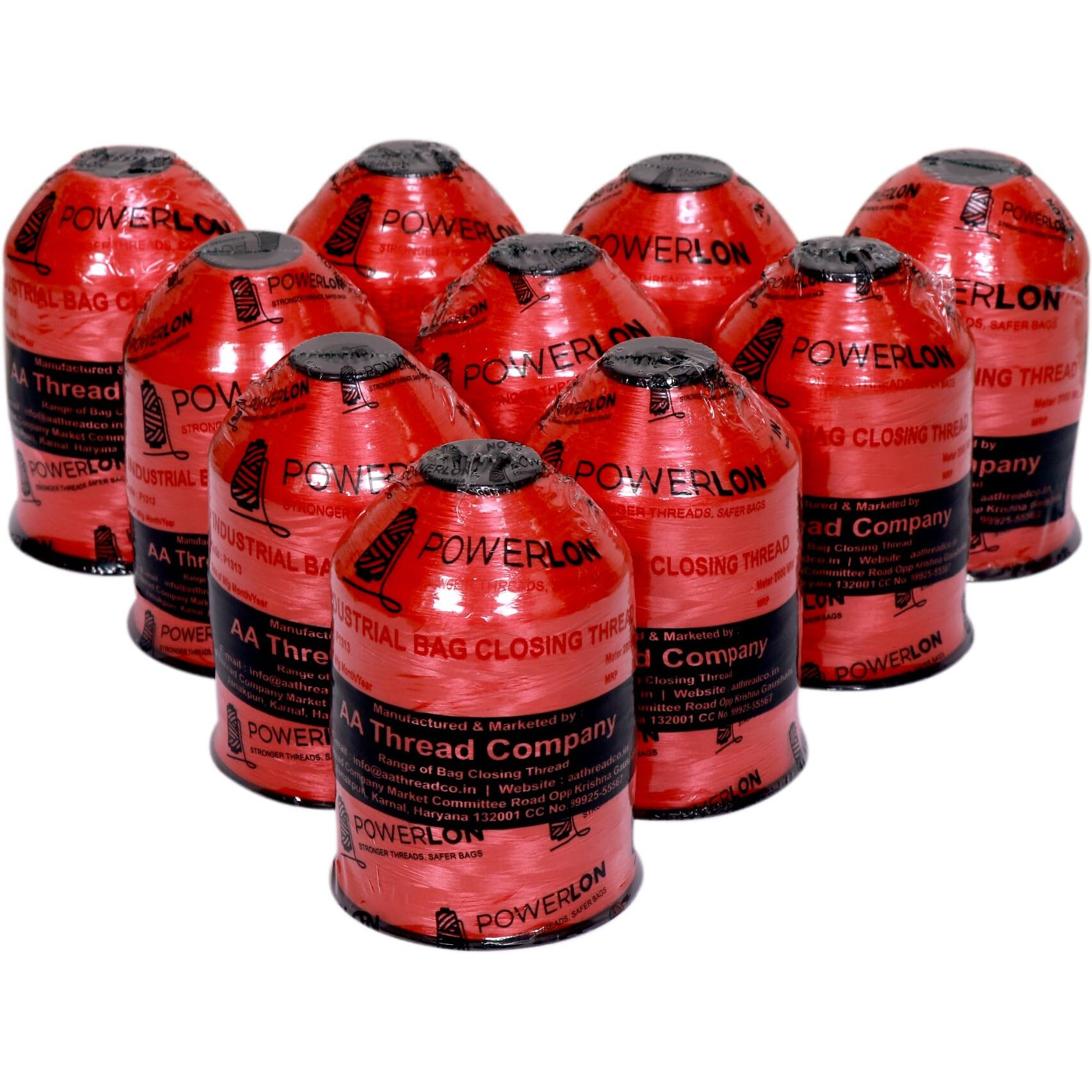 Powerlon Red Nylon Bag Closer Thread (Pack Of 10) 2000 Mtr
