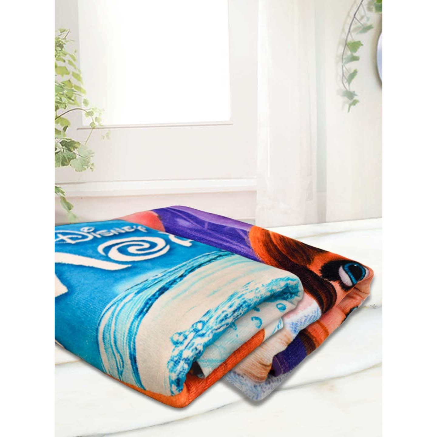 Athom Living Frozen Sister's With Disney Mouna Mixed Themed Kids Bath Towel 60X120Cm, 350 Gsm, Soft & Absorbent, Multi-Color, Perfect For Boys And Girls, Fun & Vibrant Design, Pack Of 2