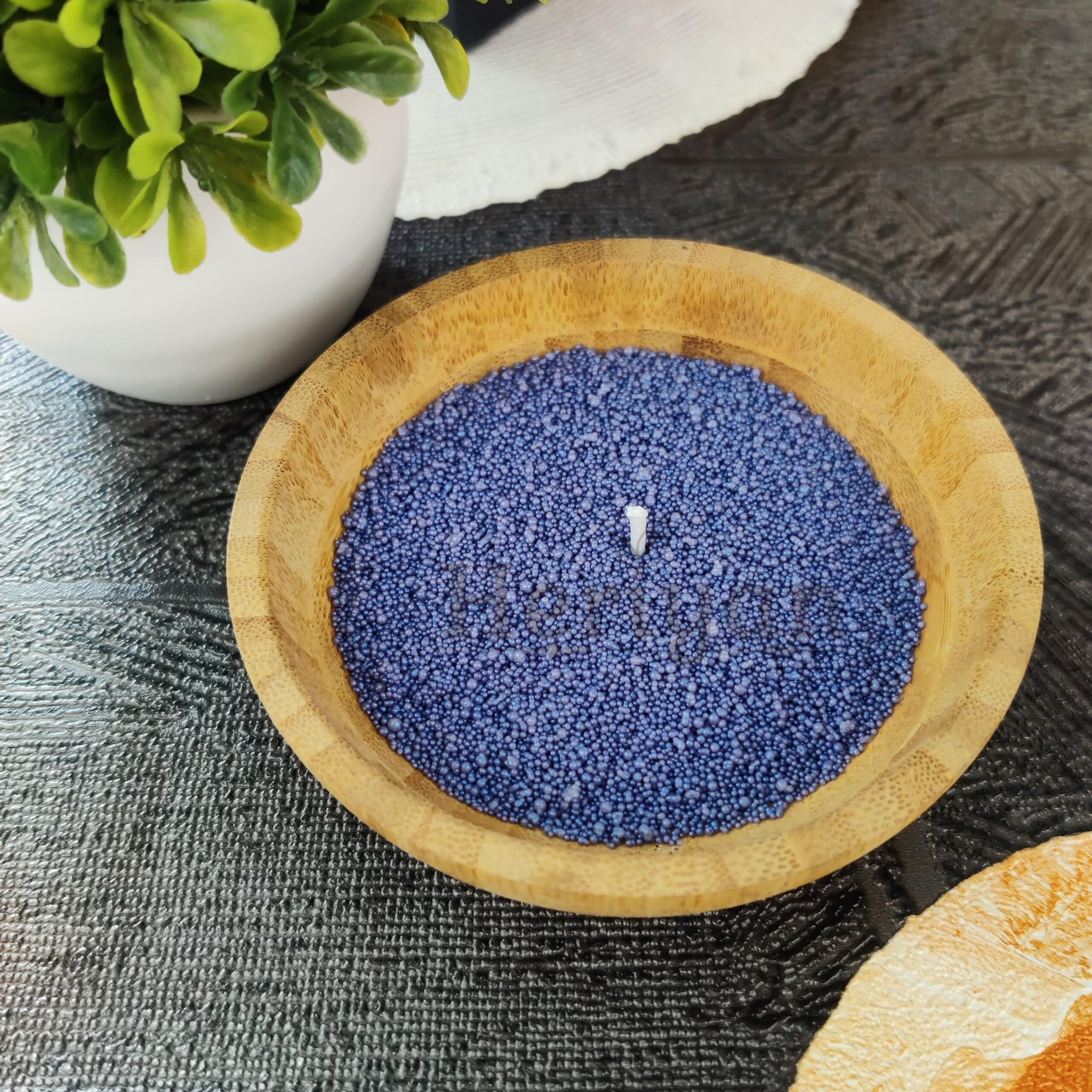 Heriyan Pearl Candle Scented And Colored Hexagon Glass Jar Gift Set | Refillable Candle Color Sand Wax, Pearl Wax With Cotton Wicks For Candle Making (Lavender)
