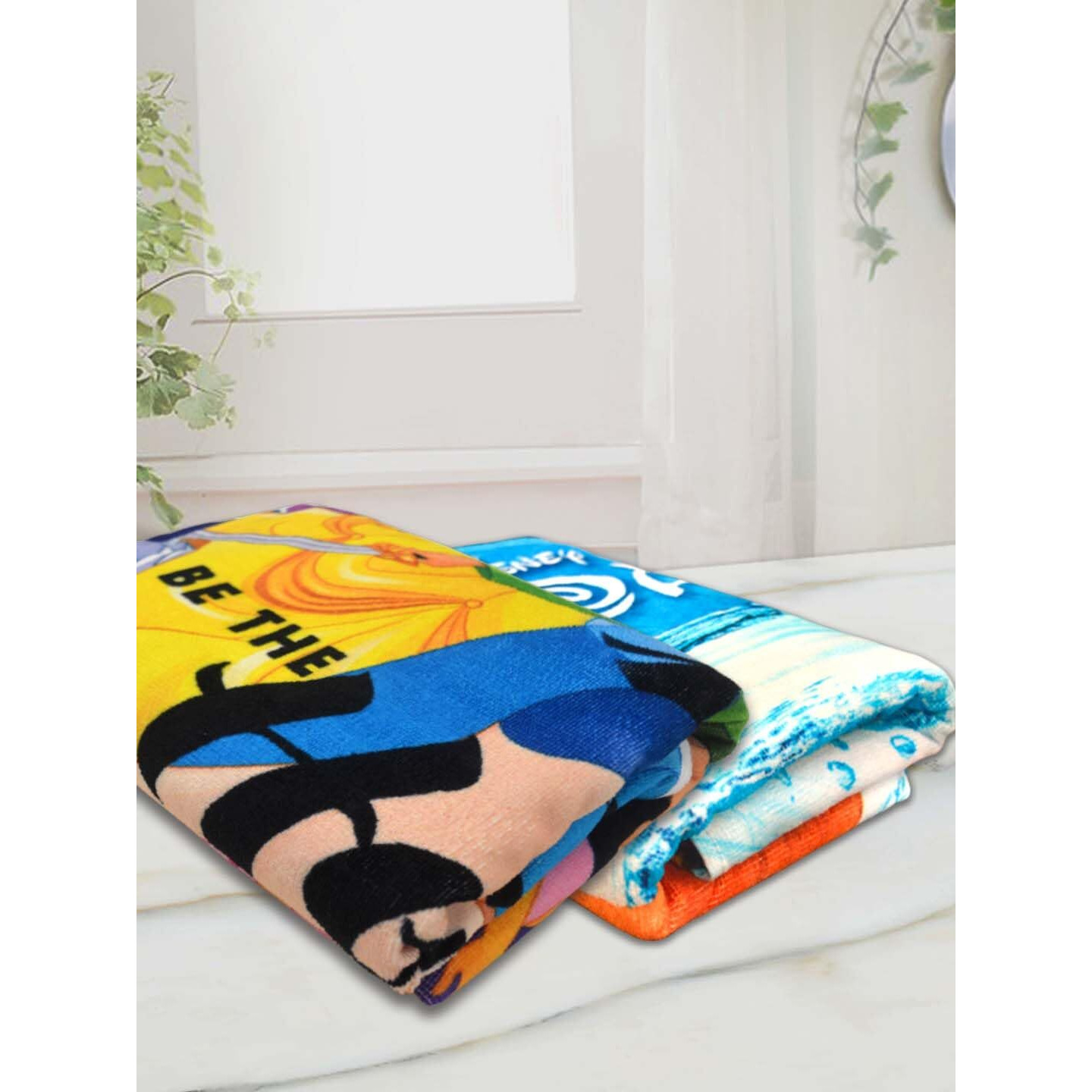 Athom Living Mixed Themed Kids Bath Towel 60X120Cm, 350 Gsm, Soft & Absorbent, Multicolor, Perfect For Boys And Girls, Fun & Vibrant Design, Pack Of 2