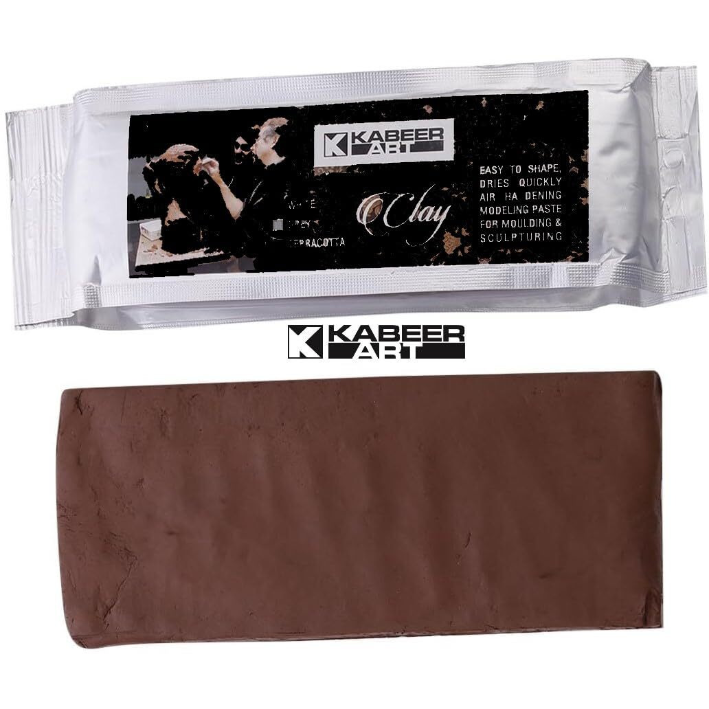 Kabeer Art Modelling Clay Air Hardening Terracotta Pack For Professional Artists Or Students (Brown, 500 Gms)