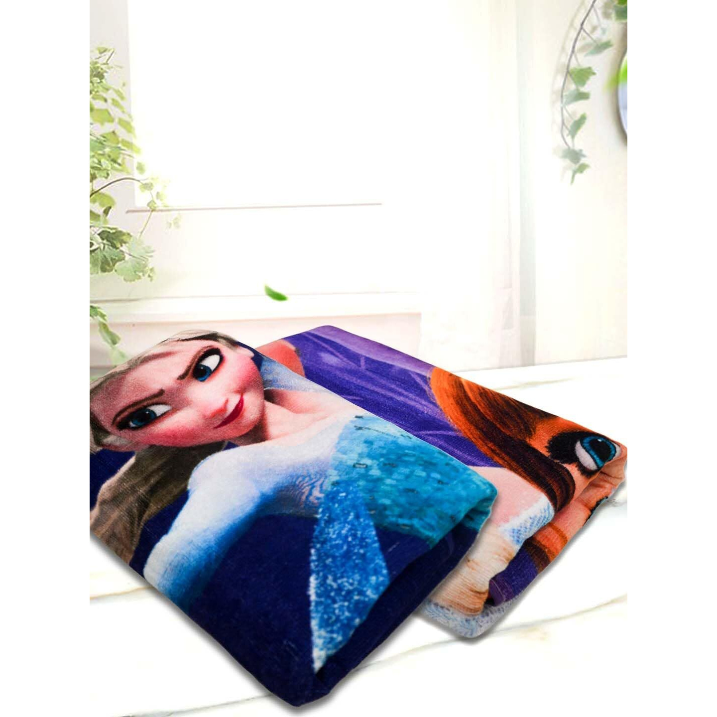 Athom Living Disney Frozen Sister's Themed Kids Bath Towel, 60X120Cm, 350 Gsm, Soft & Absorbent, Multicolor, Perfect For Boys And Girls, Fun & Vibrant Designs, Pack Of 2