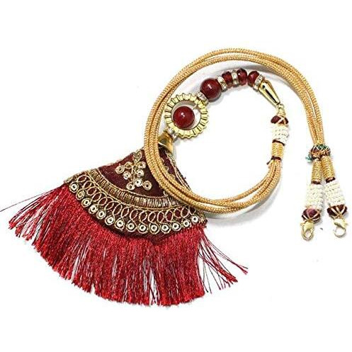 Beadsnfashion 2 Pcs Adjustable Necklace Back Rope Dori With Latkan  Maroon And Golden For Jewellery Making