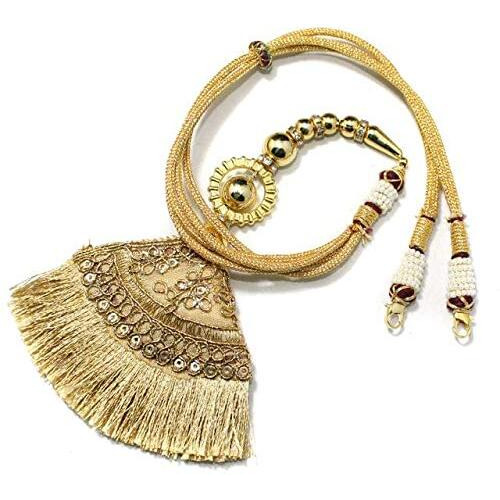 Beadsnfashion 2 Pcs Adjustable Necklace Back Rope Dori With Latkan  Maroon And Golden For Jewellery Making