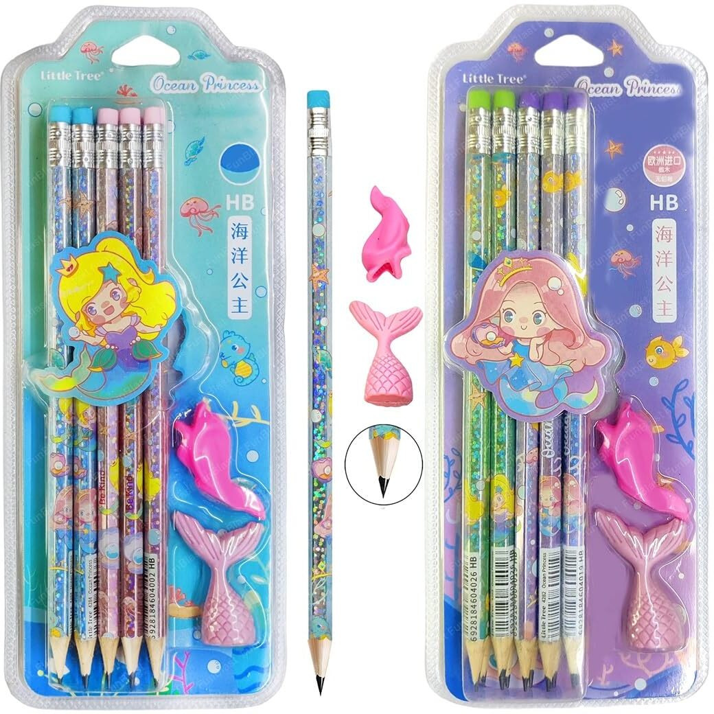 Funblast Stylish Pencils Stationary Kit - Pencil Set With Erasers And Pencil Cap For Kids, Boys And Girls, Birthday Return Gift Stationary Set (Combo)
