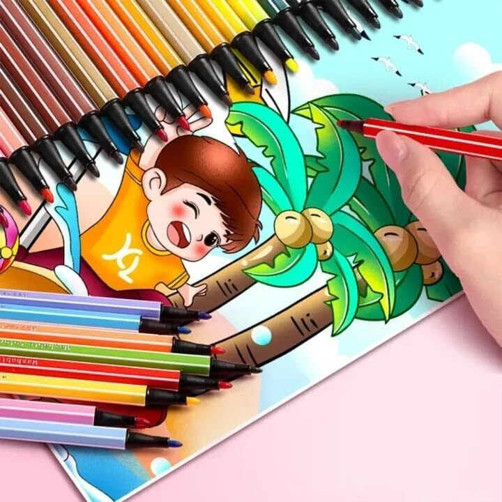 Amitasha Sketch Pen Set 48 Colors Washable Water Color Markers Pens Aesthetic School Supplies Fine Coloring Markers For Kids Adult Book Cards Drawing Craft Kit Teacher Office Supplies
