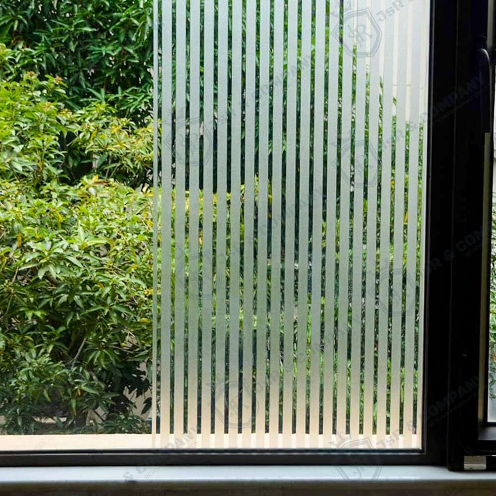 Jsr & Company Luxury Window Film - Premium, Imported, Self-Adhesive Privacy Film, No Residue, Versatile Use On Windows, Doors, Glass Shelves, Tables, And More.(Modern Stripes) (12 X 150 Inch)