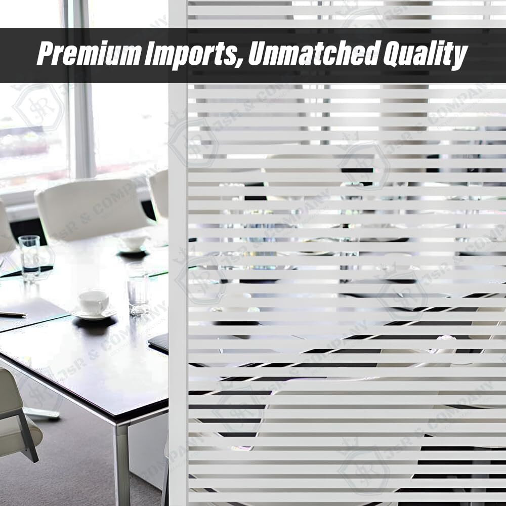 Jsr & Company Luxury Window Film - Premium, Imported, Self-Adhesive Privacy Film, No Residue, Versatile Use On Windows, Doors, Glass Shelves, Tables, And More.(Modern Stripes) (12 X 150 Inch)