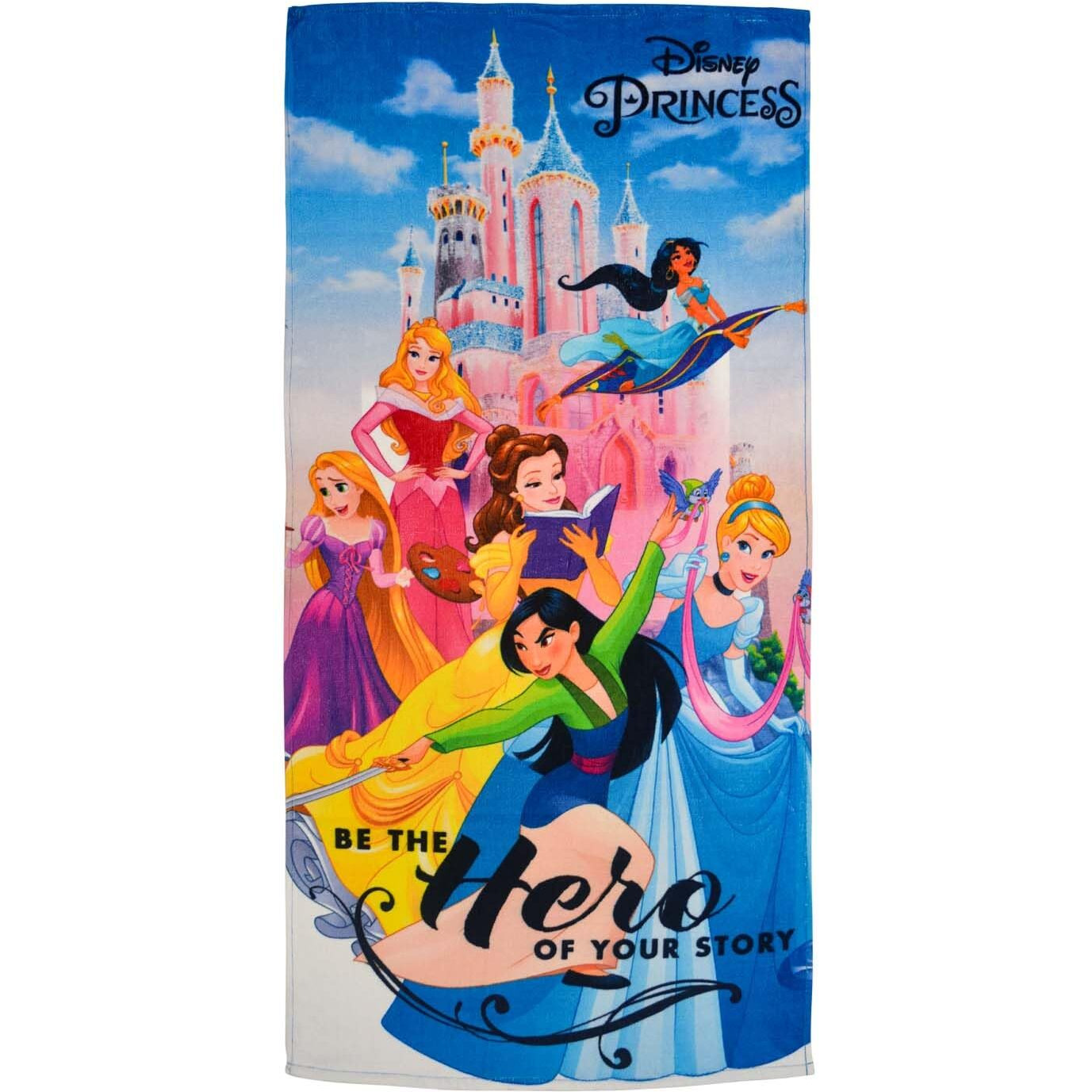 Athom Living Disney Princess Themed Kids Bath Towel 60X120Cm, 350 Gsm, Soft & Absorbent, Multicolor, Perfect For Boys And Girls, Fun & Vibrant Design, Pack Of 2