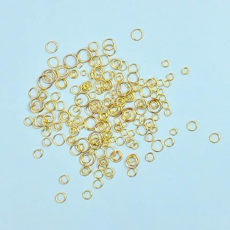 Beads N Fashion Mixed Brass Open Jump Rings Set With Box, 4Mm-10Mm, Open Jump Rings, Golden Plated, 12 Compartments Box For Jewellery Making And Crafts Work