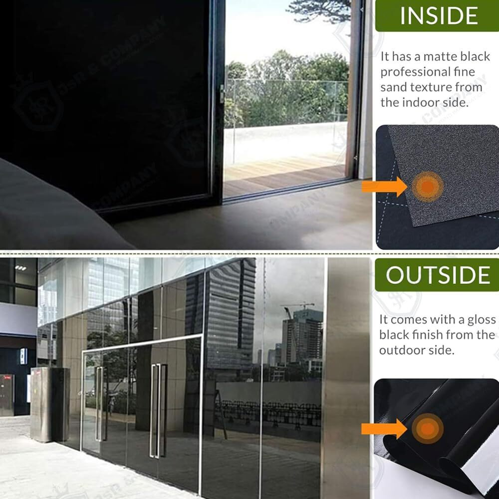 Jsr & Company Luxury Blackout Shield Window Film - Premium, Imported Self-Adhesive, Waterproof & Light-Blocking Film For Windows, Doors, Glass Shelves & Tables, No Residue. (24 X 300 Inch)
