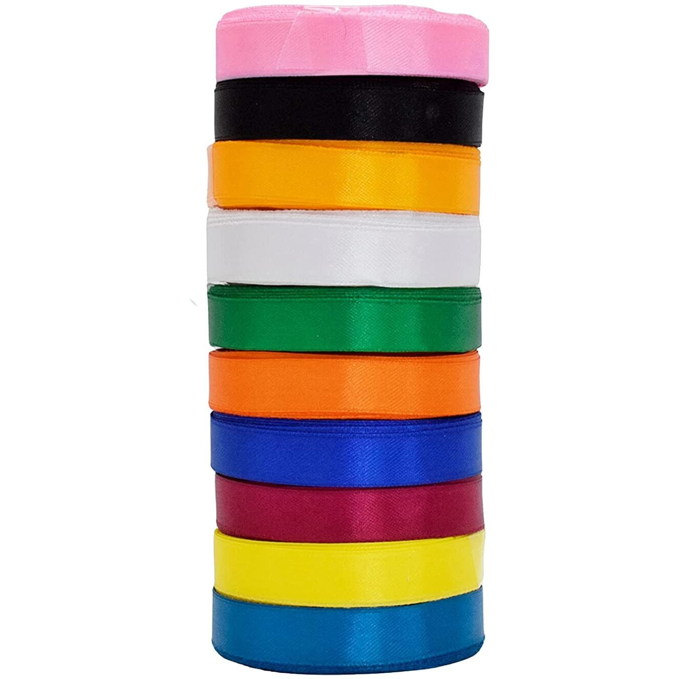Prokart 25Mm (1 Inch) Multicolor Satin Ribbon For Birthdays Gift Wrapping/Flower Making Ribbon/Party Decoration Ribbon/Bow Making Ribbon 10 Yards (Set Of 10 Rolls)