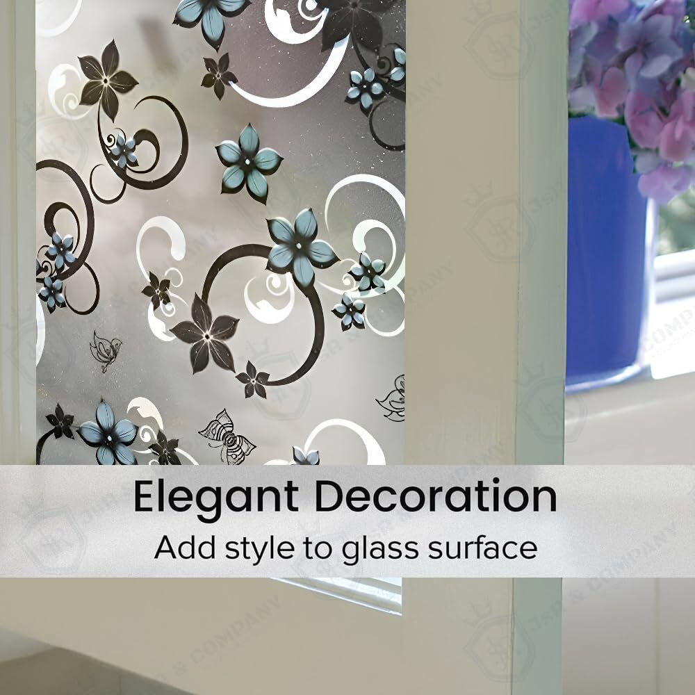 Jsr & Company Luxury Self-Adhesive Window Film  Premium, Imported, Residue-Free Decorative Film/Stickers For Glass Doors, Windows, Shelves & More.(Enchanted Garden) (24 X 25 Inch)