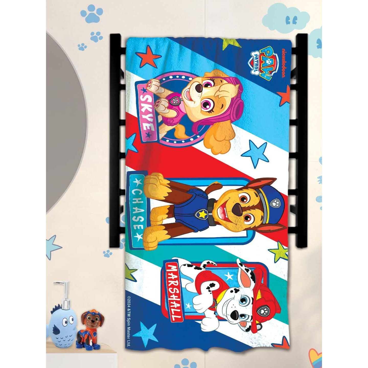 Athom Living Paw Patrol Character Printed Kids Cotton Bath Towel, 350Gsm, Attractive Towel For Kids For Their Bath Time/Beach Time.
