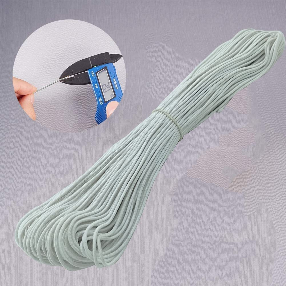Aakriti 2Mm Crafts Elastic Cord Stretchy String For Loop Button, Tagging, Wedding Card And Gift Wrapping, Bracelets, Necklaces, Beading And Masks Making (White-Elastic-2Mm-40 Meter)