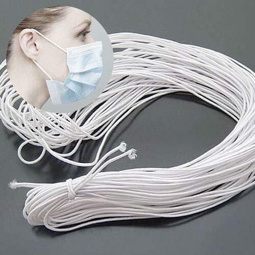 Aakriti 2Mm Crafts Elastic Cord Stretchy String For Loop Button, Tagging, Wedding Card And Gift Wrapping, Bracelets, Necklaces, Beading And Masks Making (White-Elastic-2Mm-40 Meter)