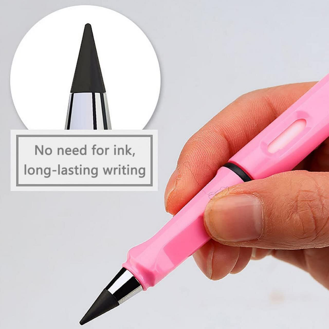 Shivansha Enterprise Pencil Inkless Pencils Eternal Portable Reusable Metal Writing Pens Infinite Replaceable Graphite Nib Triangle Stationary Set Mechanical Pencil (Multicolour) (2 Pc's)