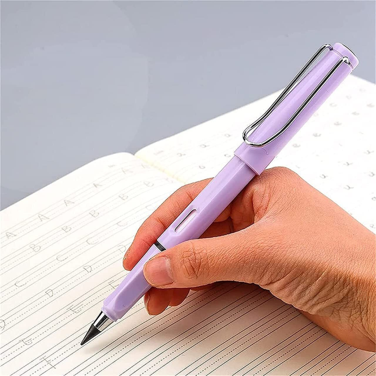 Shivansha Enterprise Pencil Inkless Pencils Eternal Portable Reusable Metal Writing Pens Infinite Replaceable Graphite Nib Triangle Stationary Set Mechanical Pencil (Multicolour) (2 Pc's)