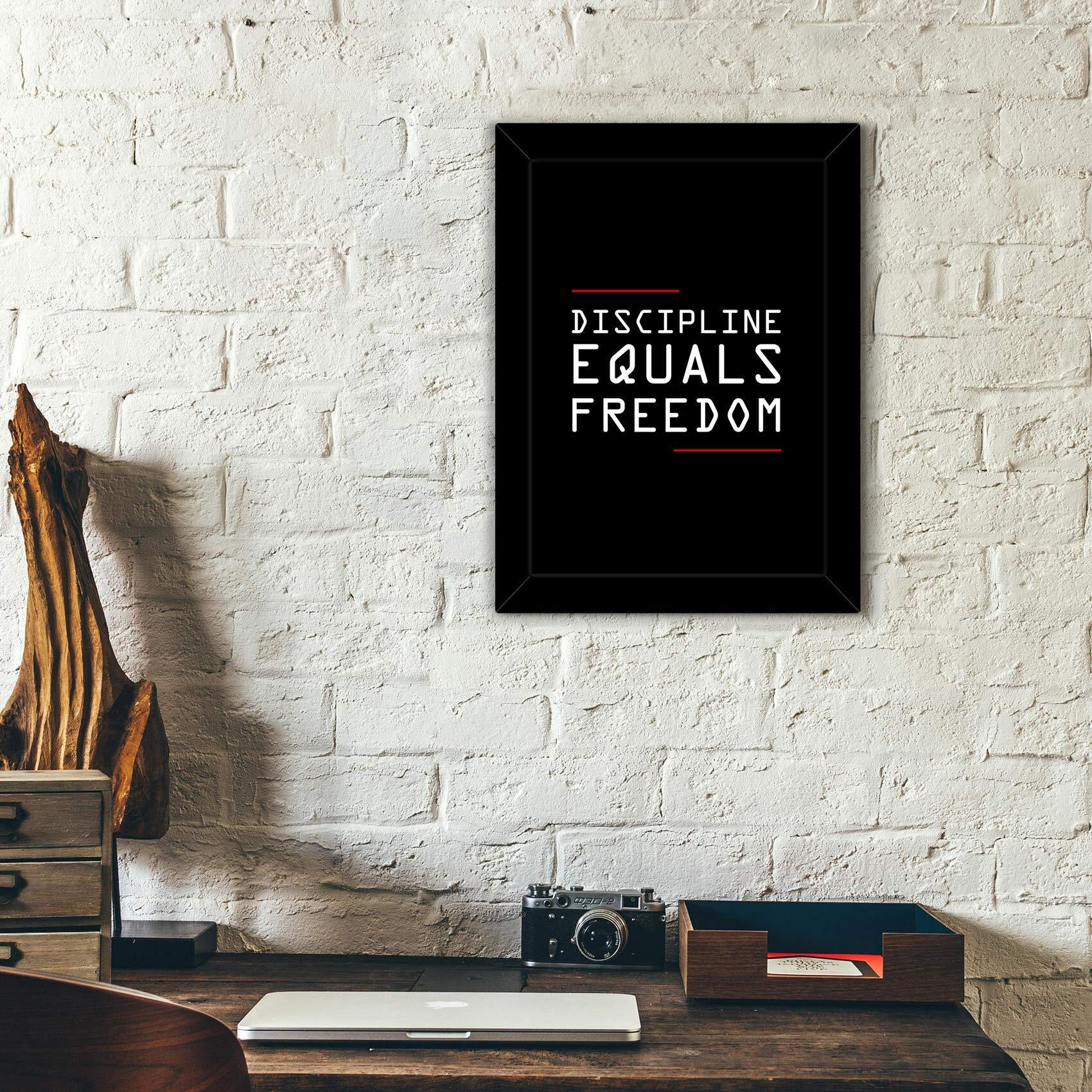 Tied Ribbons Discipline Equals Freedom Printed Inspirational Framed Poster For Wall (25.9 Cm X 34.5 Cm)