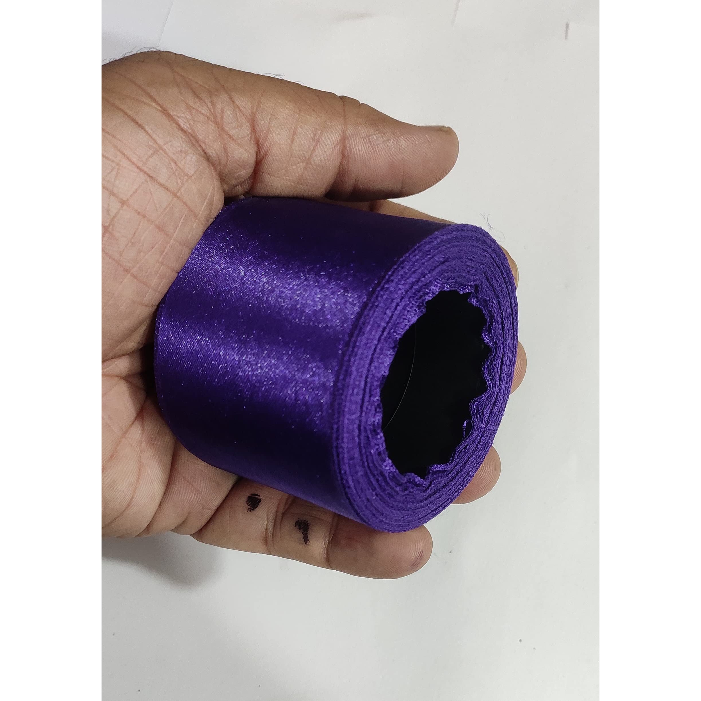 Omx Satin Ribbon Decoration, Size - 2 Inch Wide, Gift Wrapping, Multi-Purpose Use (Purple, 2 Inch Width, 10 Mtr - 1 Roll - 10 Mtr In 1 Roll)