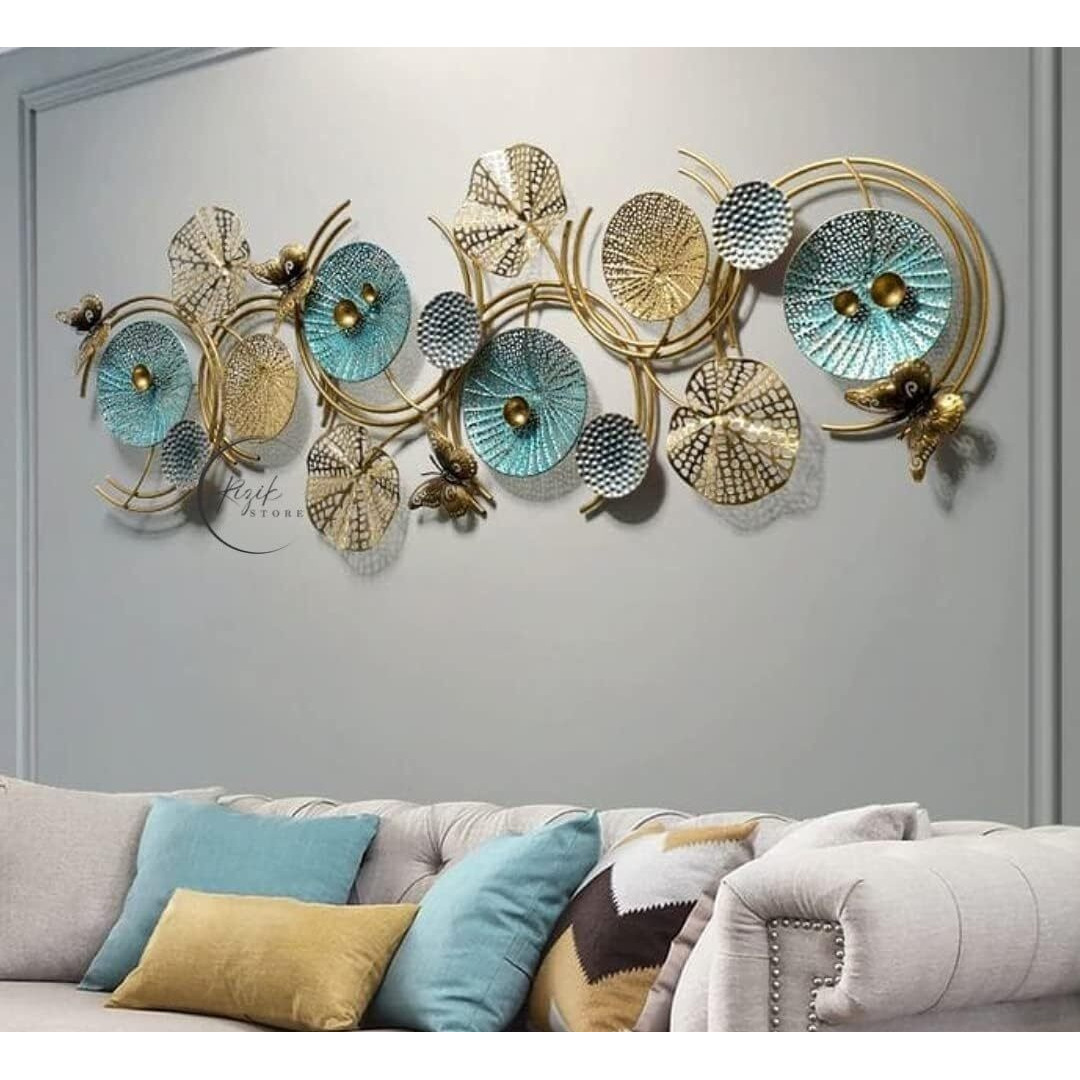 Rizik Store Metal Abstract Figures Handcrafted Wall Sculpture Wall Art Multicolor For Home Decoration, Living Room, Drwaing Room & Bedroom -110L X 40W Cm