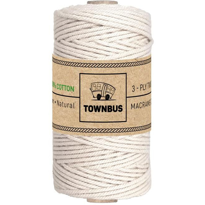 Townbus Macrame Cord 2.5Mm | 50 Meters Natural Soft Cotton Rope | Thread For All Diy