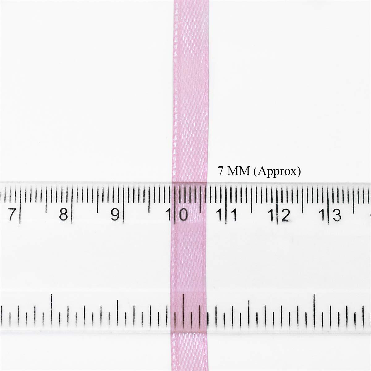 Embroiderymaterial Satin Ribbon For Craft Decorations Clothes Sewing Making Purpose (5 Roll, Light Pink Color)