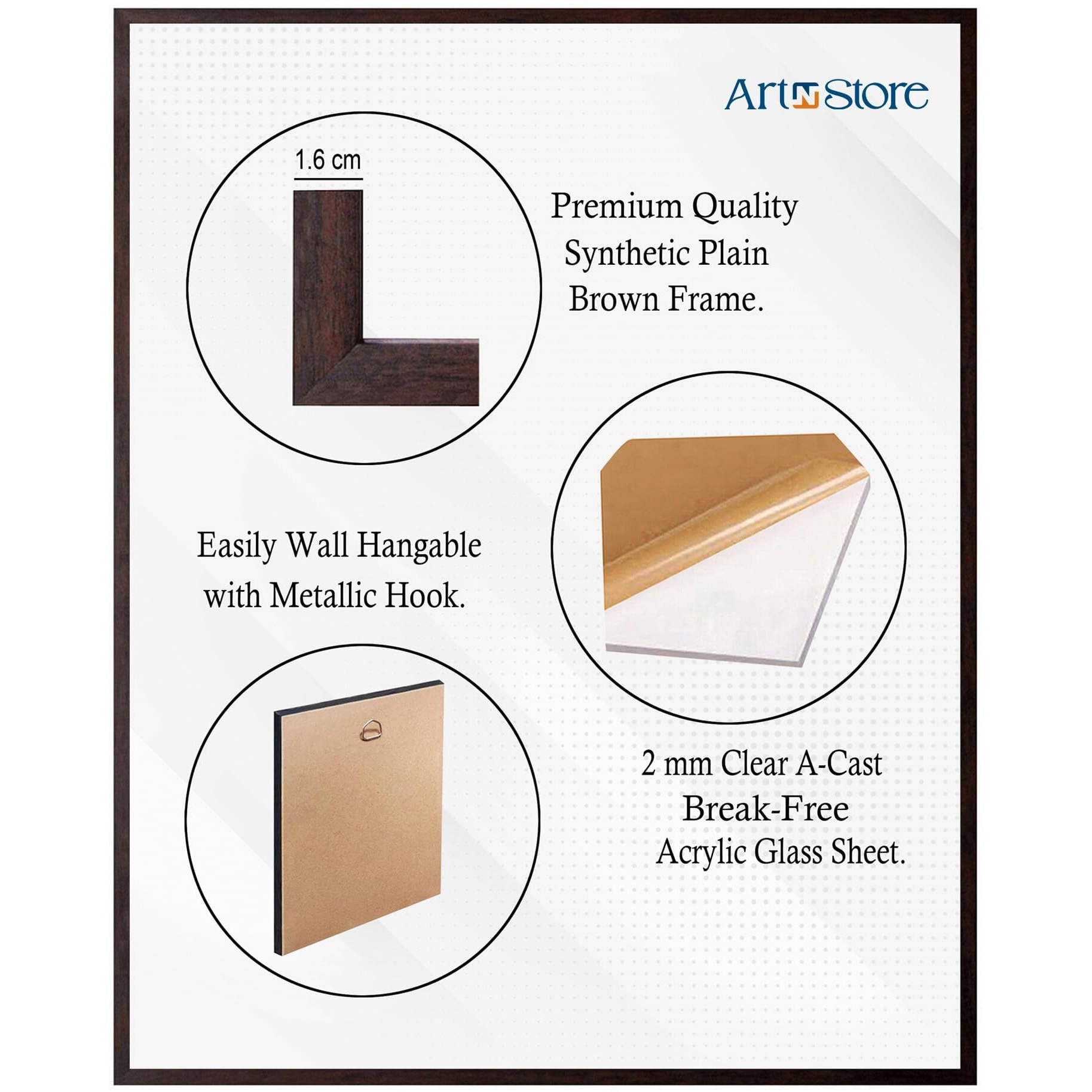 Art N Store Lord Brahma Vishnu And Mahesh, Hd Printed Religious & Decor Picture With Frame (30 X 23 X 1.5 Cm_ Brown Wood)