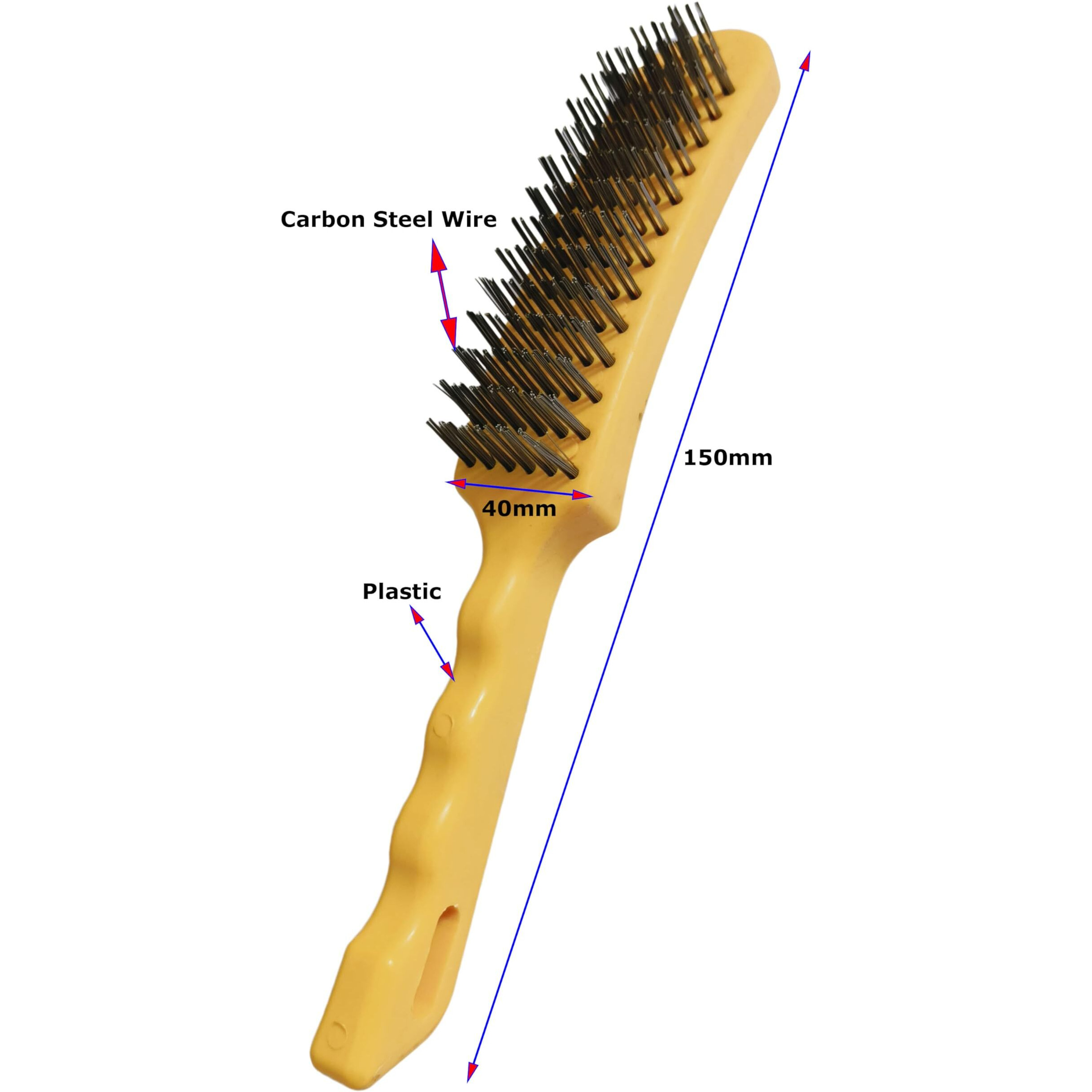 Inditrust Plastic Handle Carbon Steel Wire Hand Brush 10 Inch Length (2 Pcs)