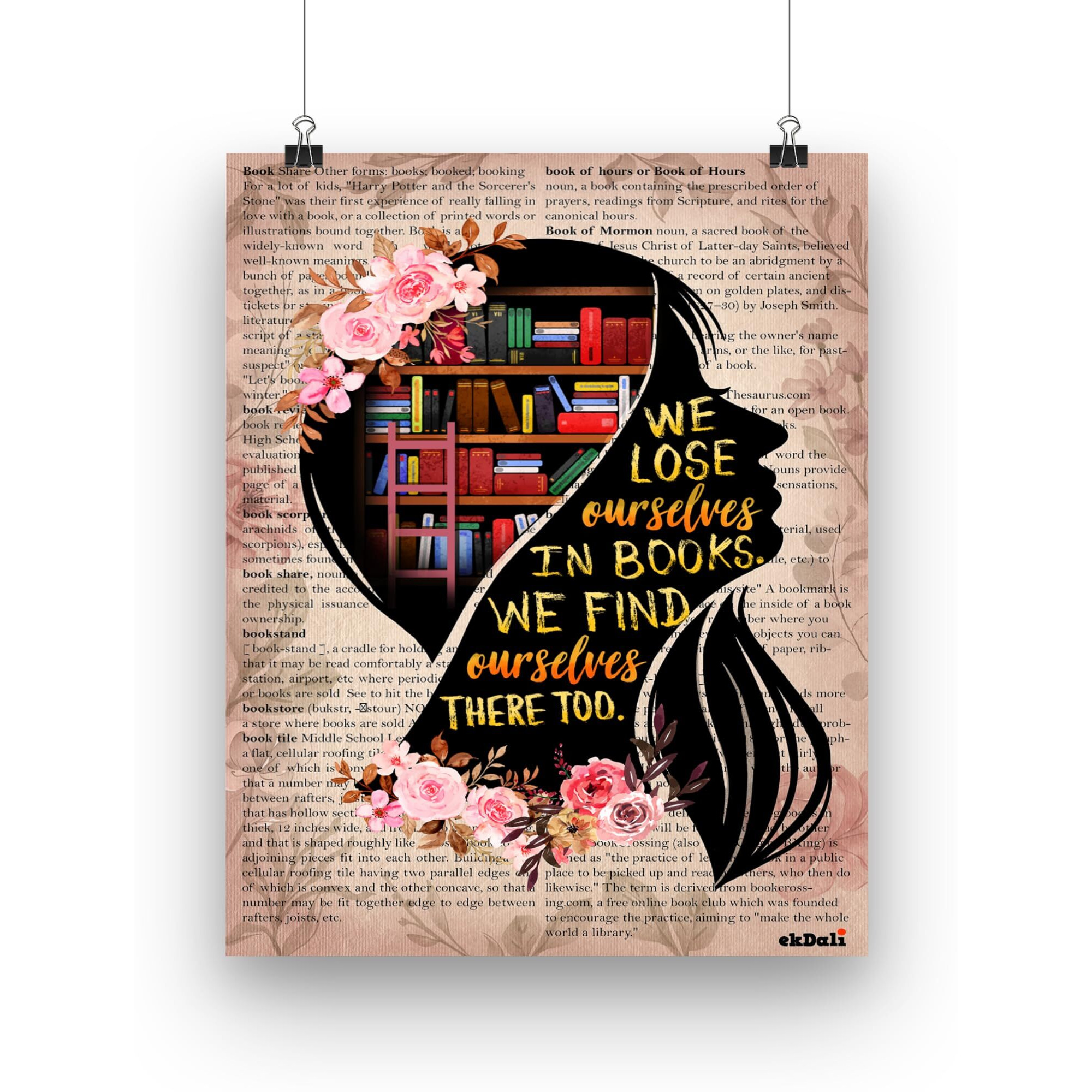 Ekdali Books Into The Library Vertical Poster, Girl Love Books Vintage Wall Art, Book Lover, Book Dictionary Poster,Retro Vintage Tin Sign, Wall Metal Signs Posters For Home Kitchen Dine