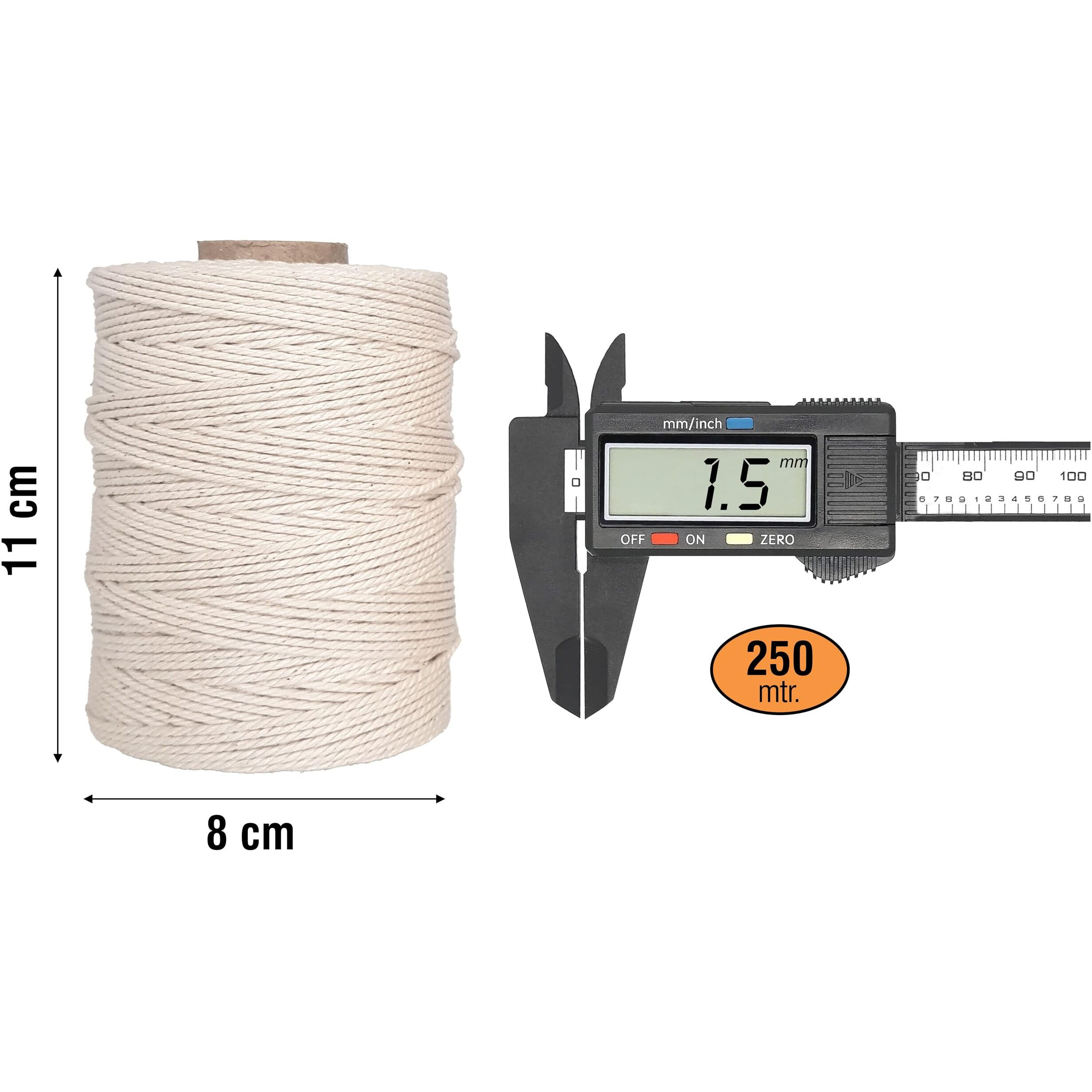 Townbus Macrame Cord 1.5Mm | 2 X 250 Meters Natural Soft Cotton Rope | Thread For All Diy