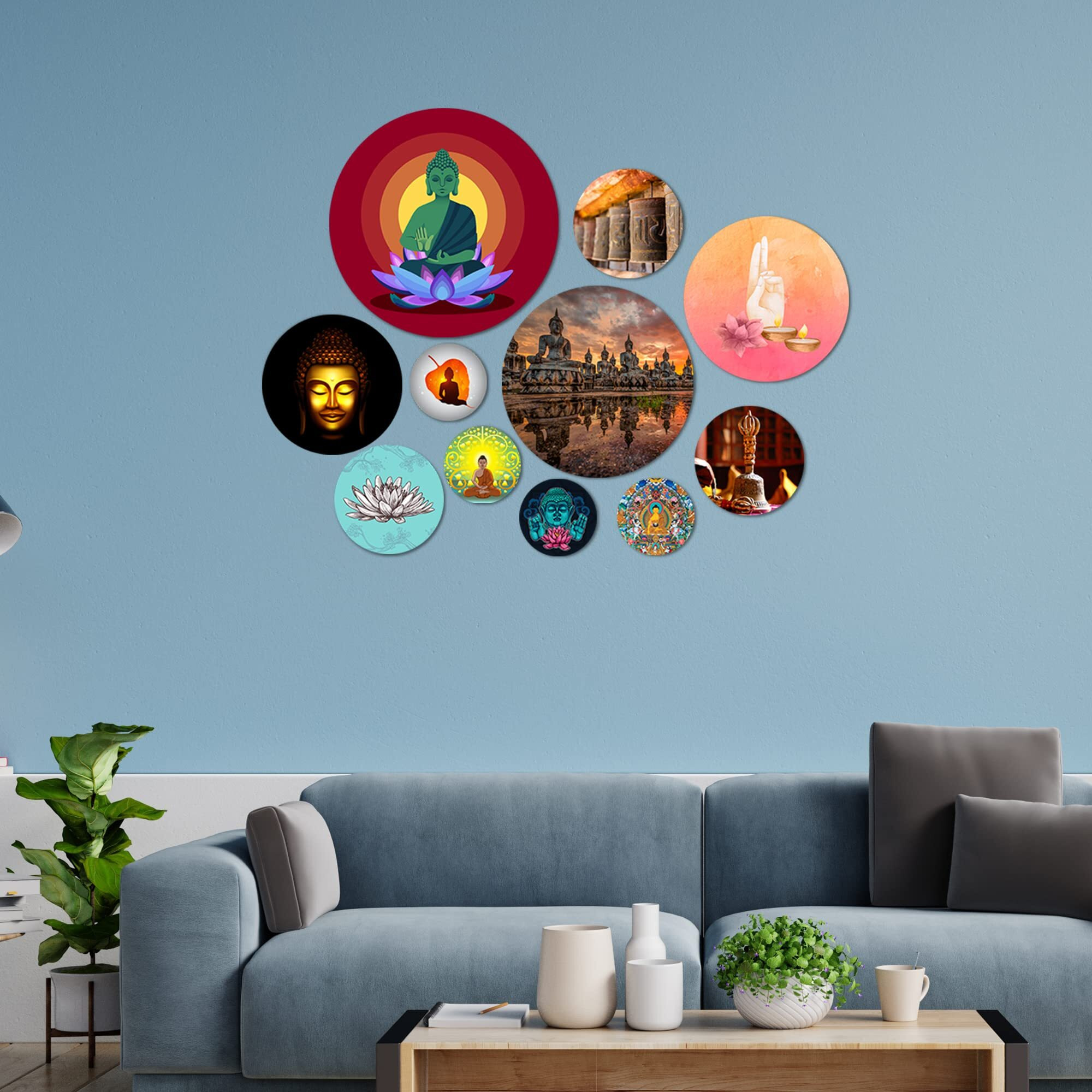 Artvibes Designer Mdf Wooden Wall Hanging For Home Decoration | Office | Gift | Wall Decor Hanging Items | Wall Art | Living Room | Bedroom (Wps_110Nn), Pack Of 11 Pieces