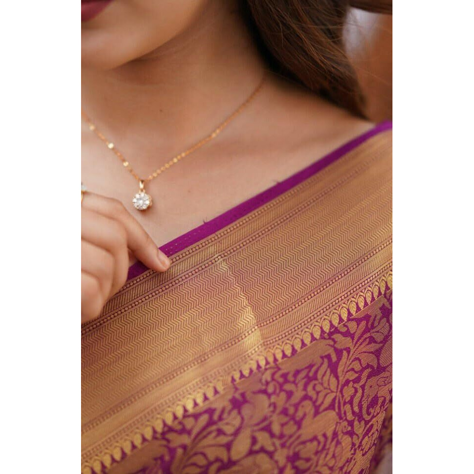 Flosive Womens Kanjivaram Silk Saree With Handloom Weaving Work With Blouse (Wine)