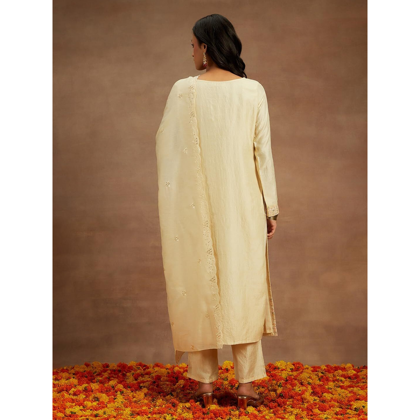 Libas Women's Silk Embroidered Kurta Sets (48075_Yellow