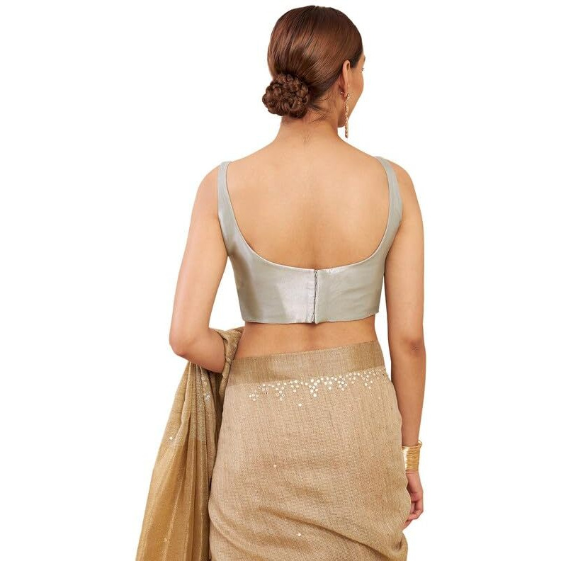 Soch Womens Grey Tissue Sleeveless Blouse