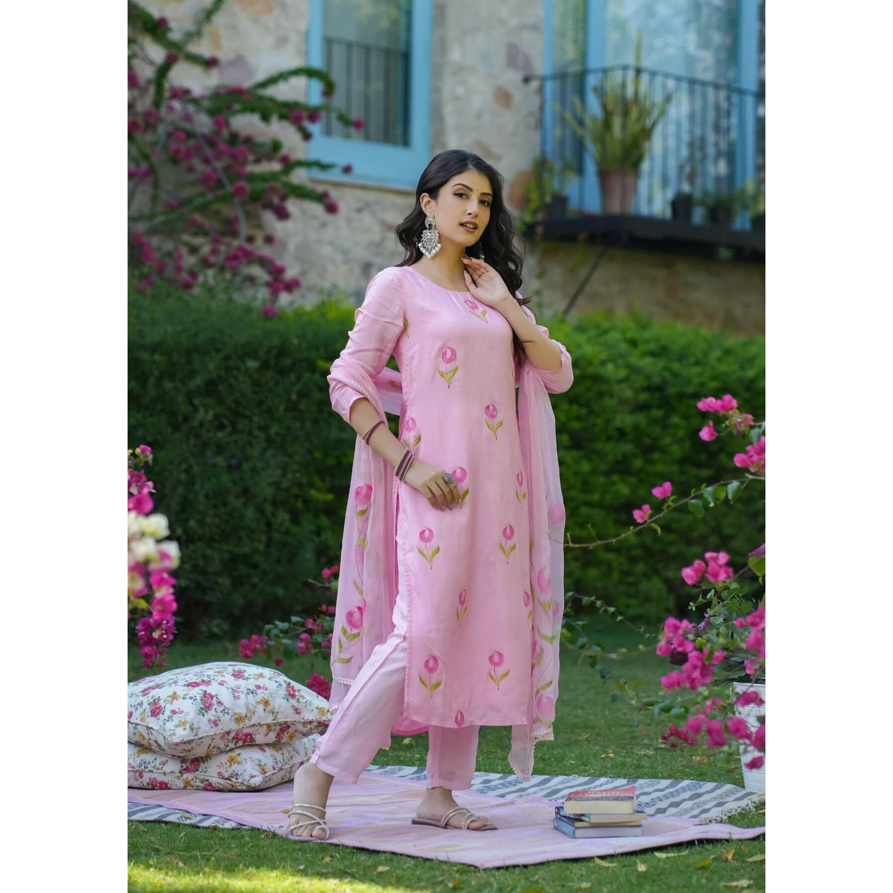 Fabnex Kurta Set For Women | Women Kurta Set | Women Kurta Sets Kurtis | Women Kurta Pant Set (K-103-Pink-2Xl)