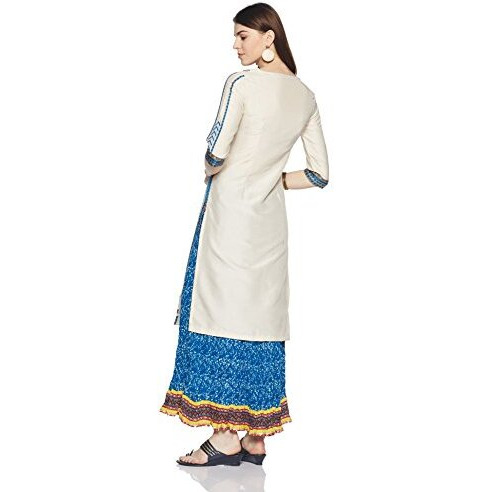 W For Woman Women's Straight Kurta (17Au17239-65696_Std Ecru_12)