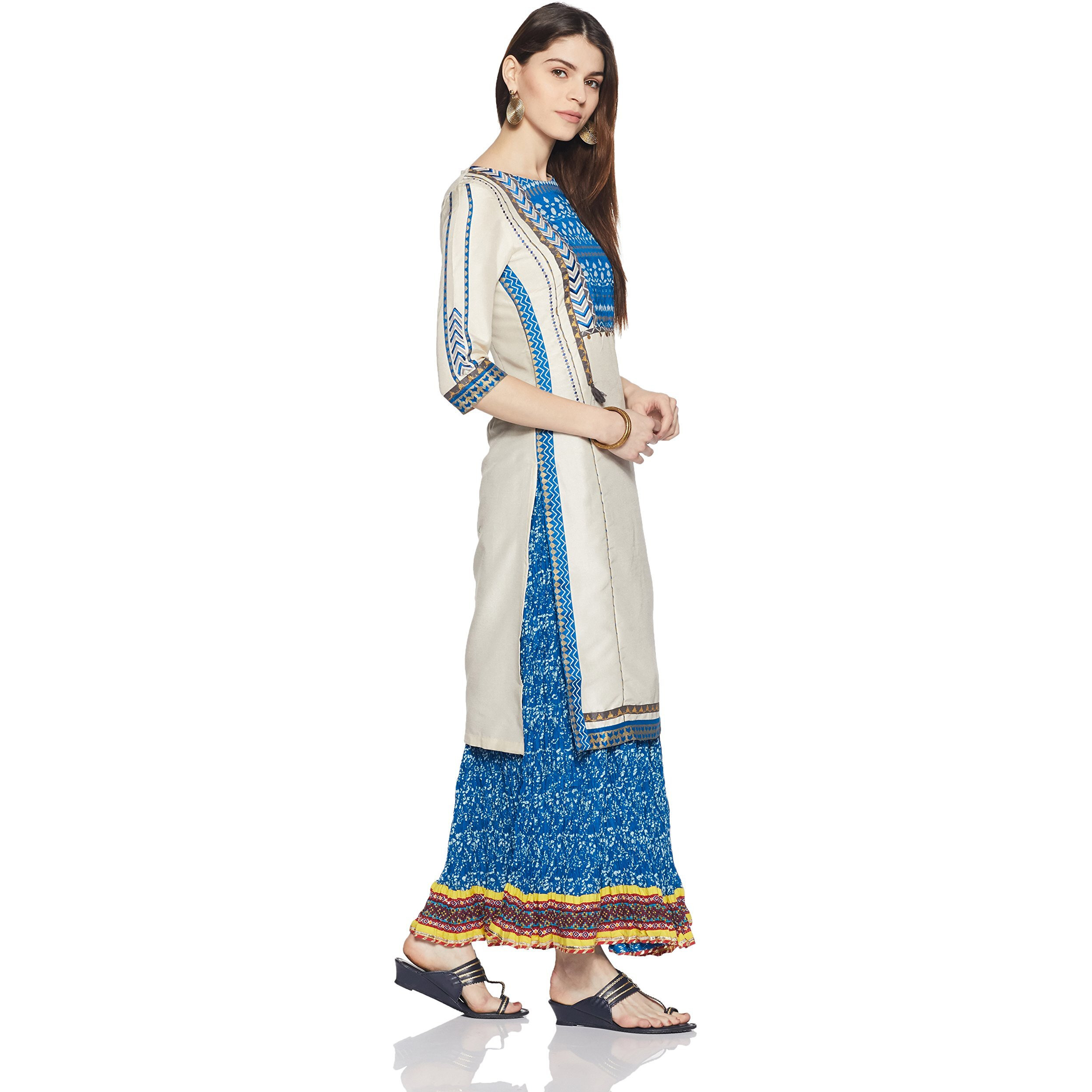 W For Woman Women's Straight Kurta (17Au17239-65696_Std Ecru_12)