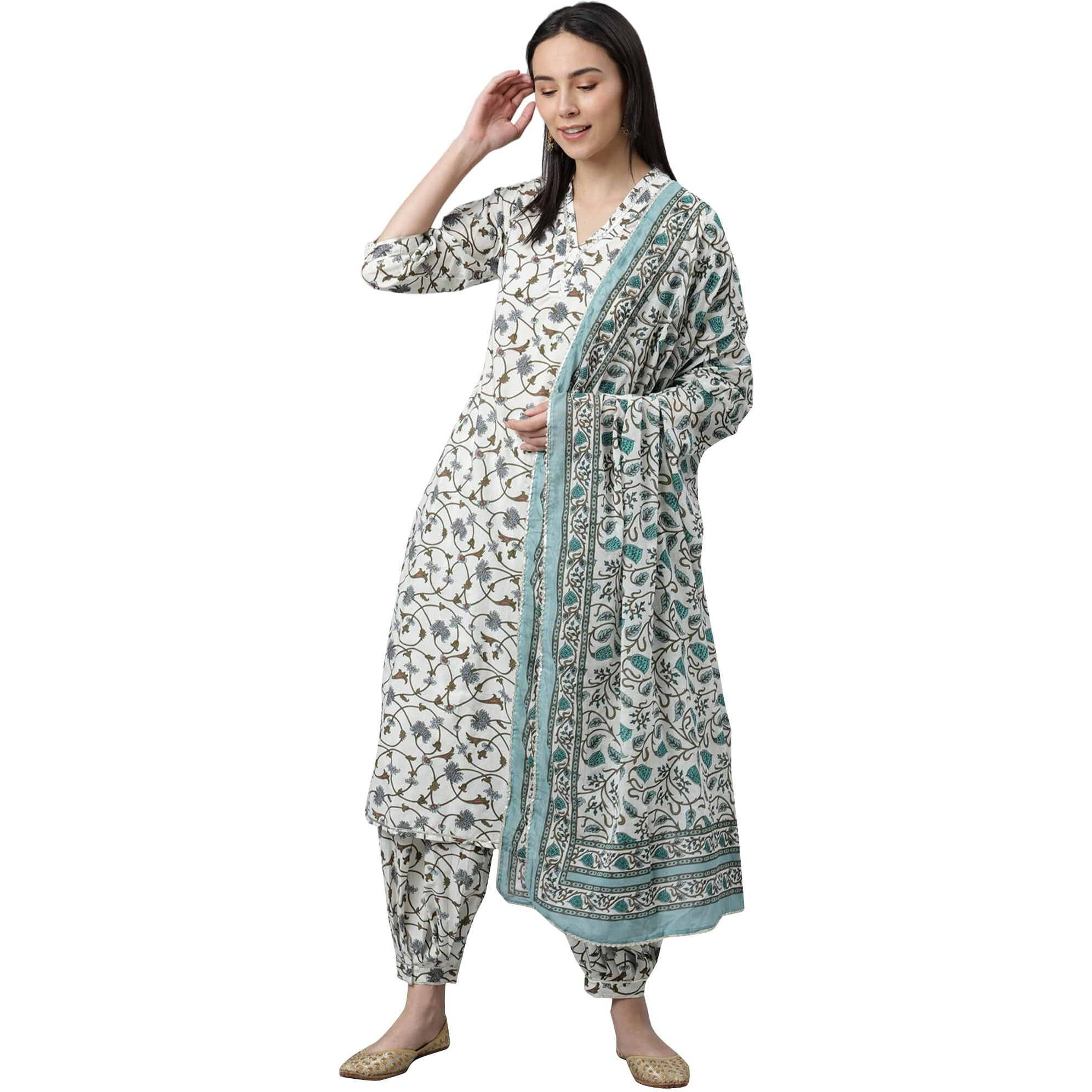Libas Women's Cotton Kurta Sets (6919_White