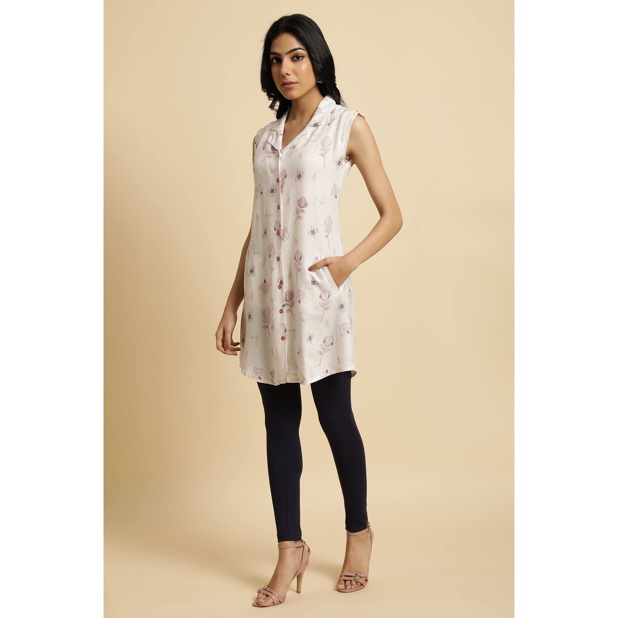 W For Woman Women's Regular Tunic (23Few31244-810423_Ecru 14)
