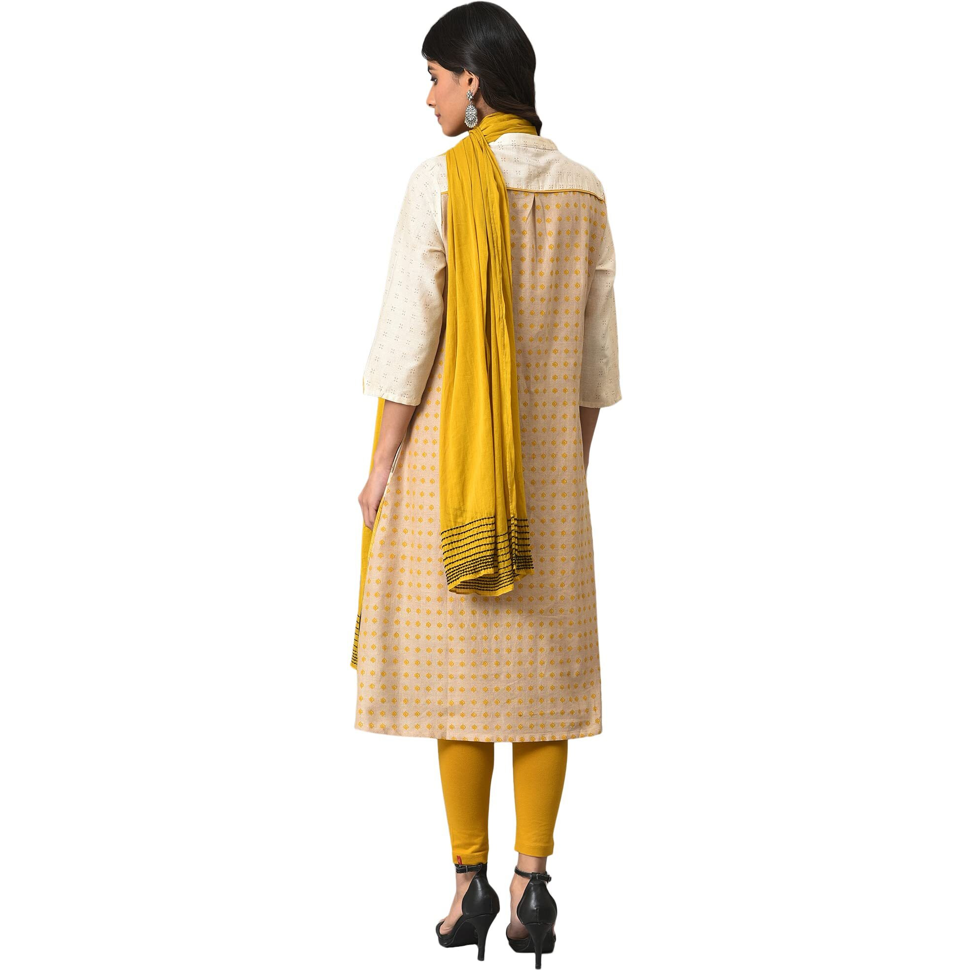 W Ecru Ombre Cotton Blend Women's Kurta Dupatta Bottomwear