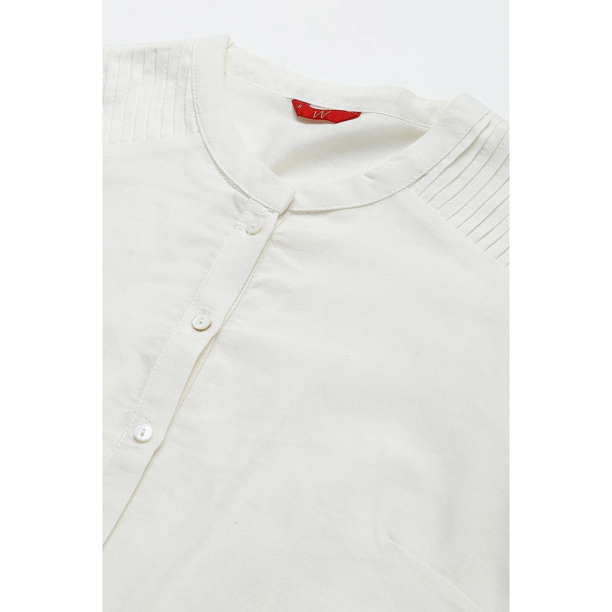 W For Woman Ecru Half Placket Shirt Kurta (Size M)-23Few18810-211283