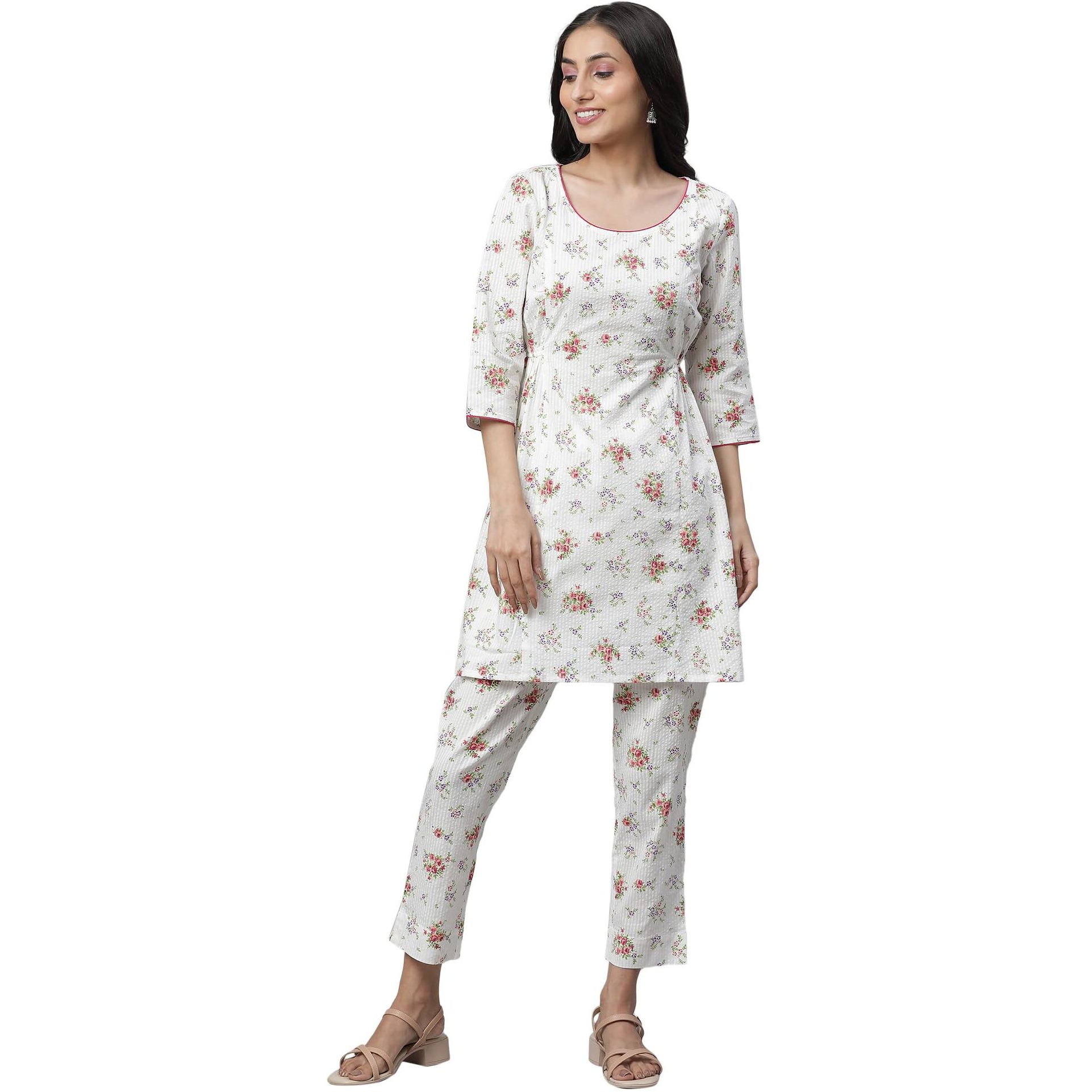 Aurelia Women Cotton Kurta & Palazzo 23Auas14504-507455-White-Xxl